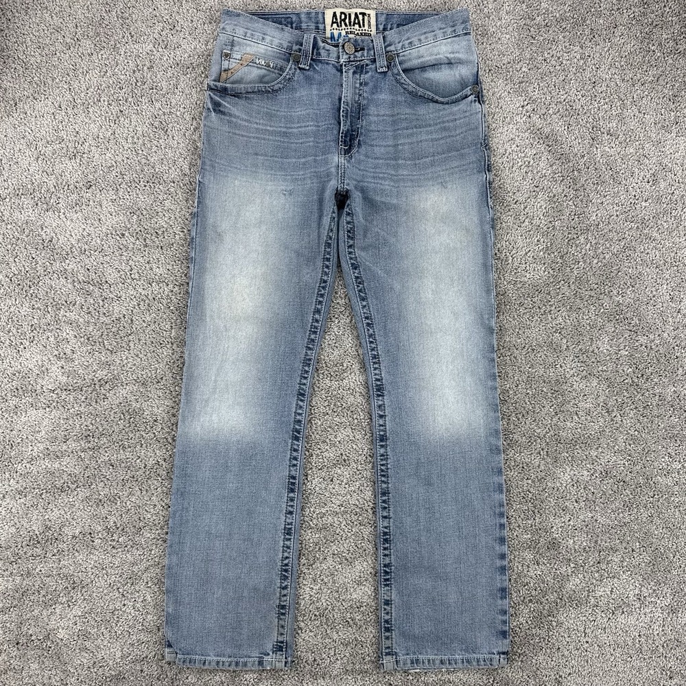 Ariat Jeans Men's 31x32 M2 Relaxed Boot Light Wash Distressed Western Cowboy